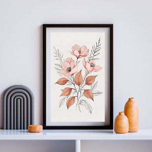Minimalist Pink Blossom Botanical Art Print III