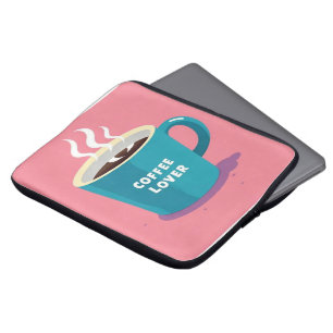 Minimalist Pink Blue Coffee cup lover Laptop Sleeve