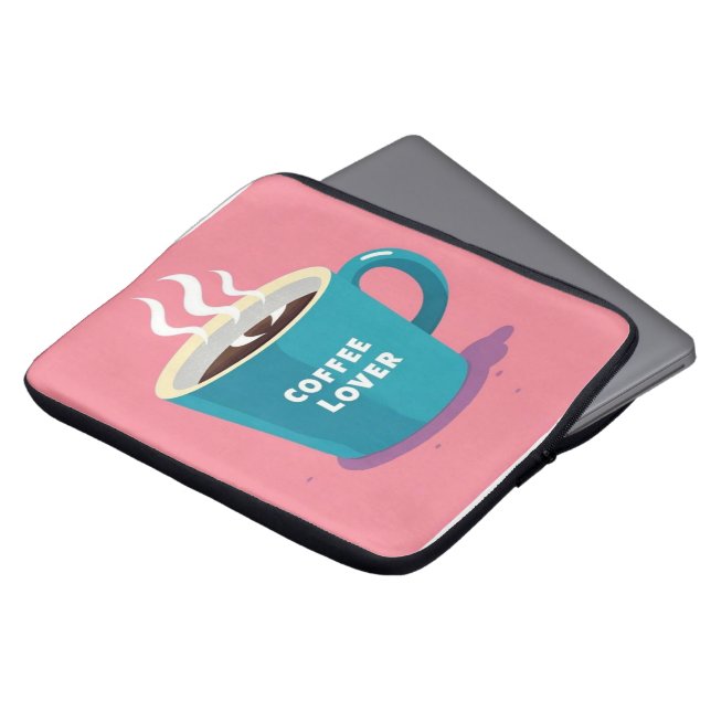 Minimalist Pink Blue Coffee cup lover  Laptop Sleeve (Front Top)
