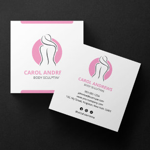 Minimalist Pink Body Sculpting Contouring Health Square Business Card
