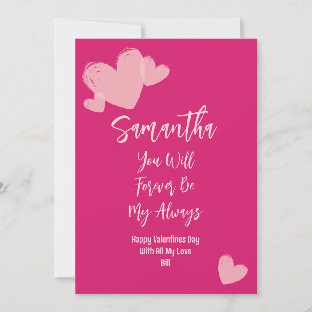 Minimalist Pink Bold Sweet Valentine for Adult  Holiday Card (Front)