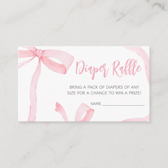 Minimalist Pink Bow Baby Shower Enclosure Card (Front)