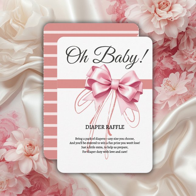 Minimalist Pink Bow Baby Shower Enclosure Card (Creator Uploaded)