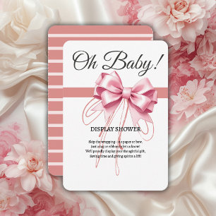 Minimalist Pink Bow Baby Shower Enclosure Card