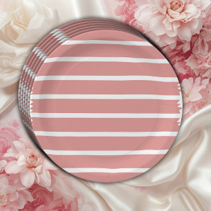Minimalist Pink Bow Baby Shower Paper Plate