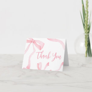 Minimalist Pink Bow Baby Shower Thank You Card