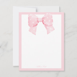 MInimalist Pink Bow Border Monogram Stylish Card