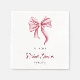 Minimalist Pink Bow Bridal Shower Napkin