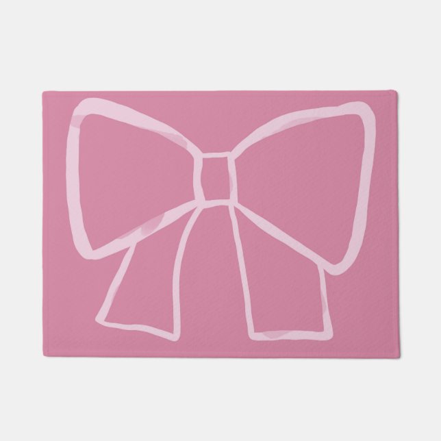 Minimalist Pink Bow Doormat (Front)