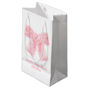 minimalist pink bow girl baby shower small gift bag