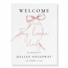 Minimalist Pink Bow Tiny Human Shindig Welcome