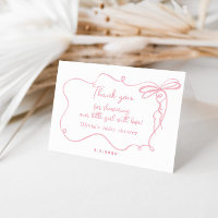 Minimalist pink bow wavy baby shower thank you
