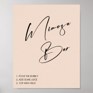Minimalist Pink Bridal Shower Mimosa Bar Sign