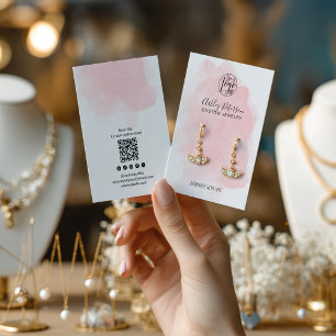 Minimalist pink brush logo jewelry earring display