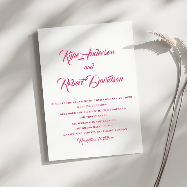 Minimalist Pink Calligraphy Bright Sunset Inspired Invitation (Creator Uploaded)