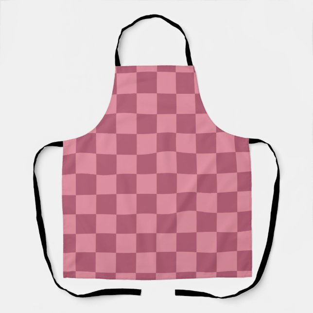Minimalist Pink Checkerboard Pattern Apron (Front)