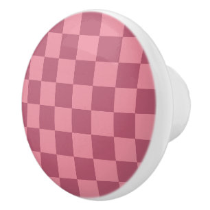 Minimalist Pink Checkerboard Pattern Ceramic Knob