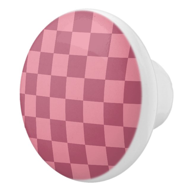 Minimalist Pink Checkerboard Pattern Ceramic Knob (Right)