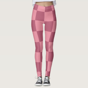 Minimalist Pink Checkerboard Pattern Leggings