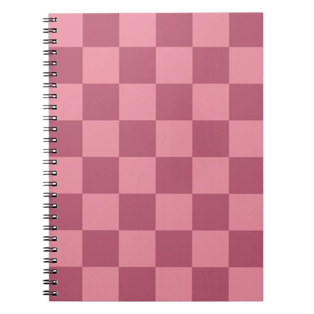 Minimalist Pink Chequerboard Pattern Notebook (Front)