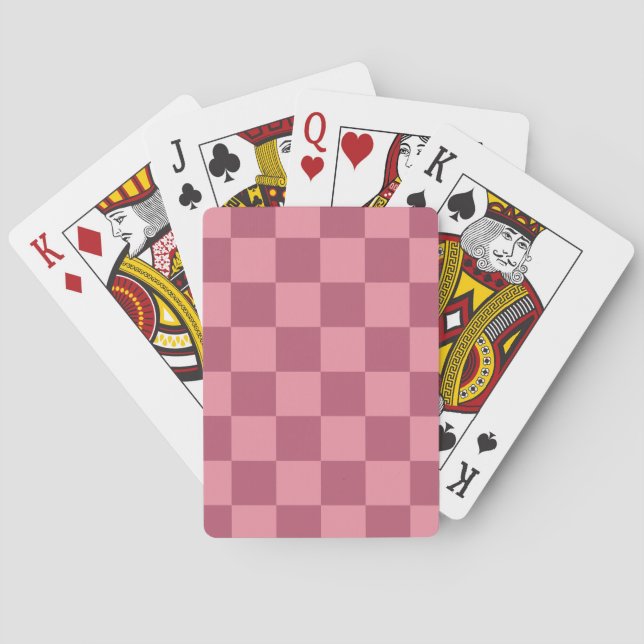 Minimalist Pink Chequerboard Pattern Playing Cards (Back)