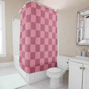 Minimalist Pink Chequerboard Pattern Shower Curtain