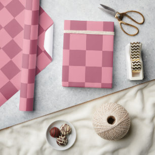Minimalist Pink Chequerboard Pattern Wrapping Paper