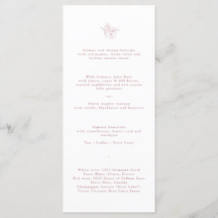 Minimalist Pink Cherry Blossom Monogram Wedding  Menu
