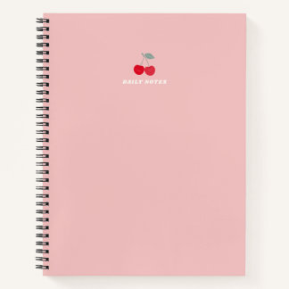 Minimalist Pink Cherry Icon Daily Notes Pink Notebook