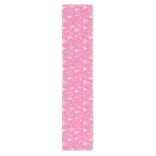 Minimalist Pink Christmas Tree Pattern Short Table Runner