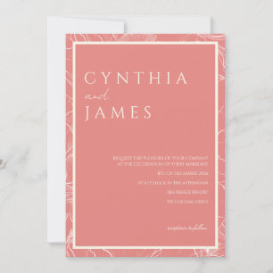 Minimalist Pink Coral Botanical Wedding Invitation