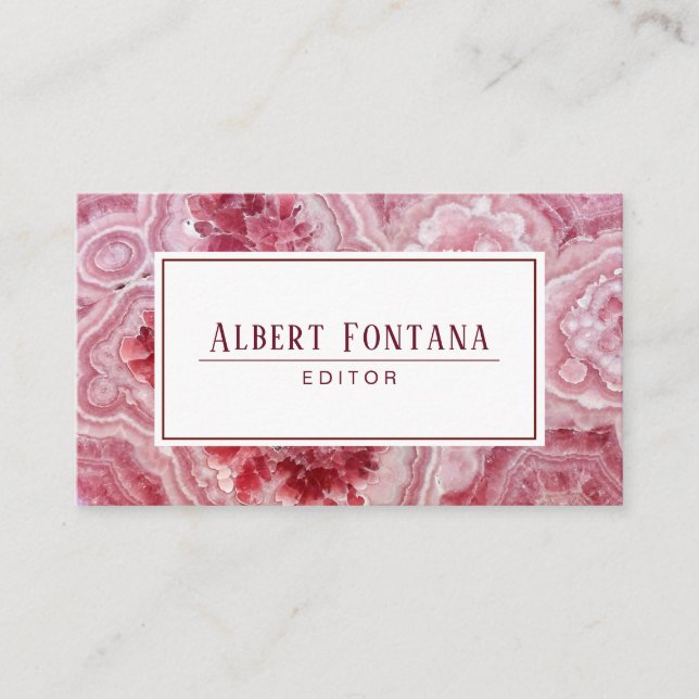 Minimalist Pink Crystals Geode Business Card (Front)