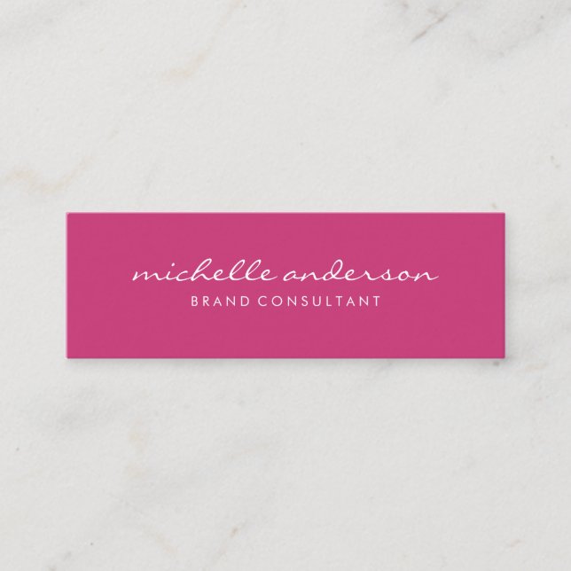 Minimalist Pink Cursive Text Mini Business Card (Front)
