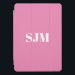 Minimalist pink custom monogram initials modern iPad pro cover<br><div class="desc">Minimalist custom pink and white monogram initials name iPad Pro Cover</div>