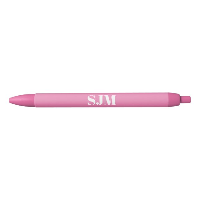 Minimalist pink custom monogram initials name black ink pen (Front)