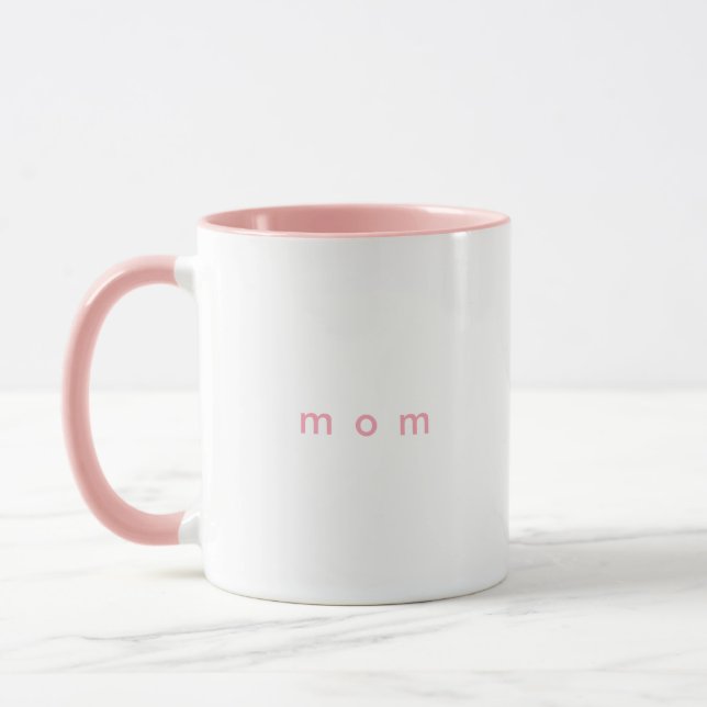Minimalist Pink Custom Text Mom White Mug (Left)