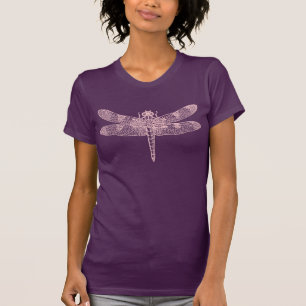 Minimalist Pink Dragonfly Nature Graphic T-Shirt