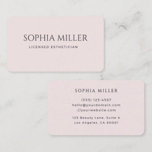 Minimalist Pink Editorial Aesthetician Business Card