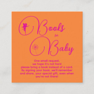 Minimalist Pink Fairy Girl Books For Baby Birthday Enclosure Card
