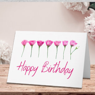 Minimalist Pink Floral Birthday Wishes Card