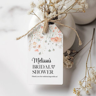 Minimalist Pink Floral Bridal Shower Gift Tag