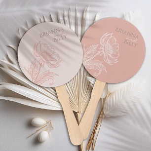 Minimalist Pink Floral Wedding Fan
