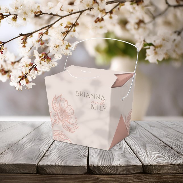 Minimalist Pink Floral Wedding Favour Box (Creator Uploaded)
