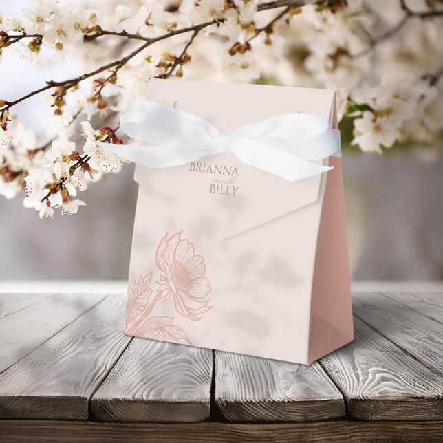 Minimalist Pink Floral Wedding Favour Boxes (Creator Uploaded)