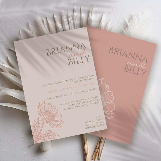 Minimalist Pink Floral Wedding Invitation (Creator Uploaded)