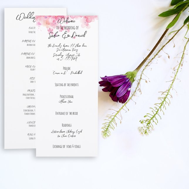 Minimalist pink flower rustic wedding Flat Card (Creator Uploaded)