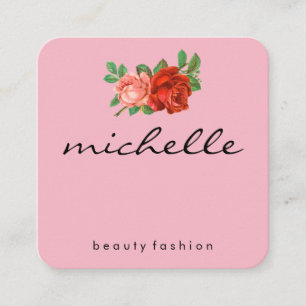 Minimalist (pink) Flowers Square Business Card