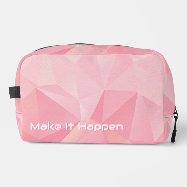 Minimalist Pink Geometric Motivational Custom Dopp Kit (Front)