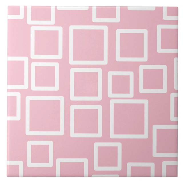 Minimalist Pink Geometric Squares Tile (Front)