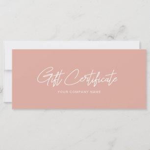 Minimalist Pink Gift Certificate Business Card